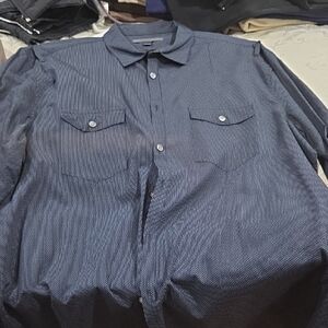 John Varvatos Navy Casual Button-Down Shirt